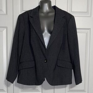 Dialogue Women's Charcoal Gray Single-Button Blazer, 18W